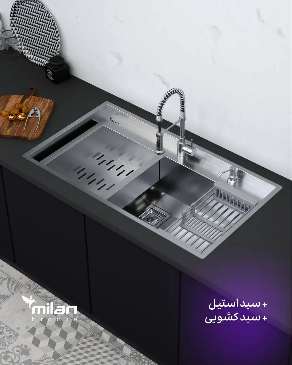 سینک استیل توکار باکسی میلان مدل 4090_S02